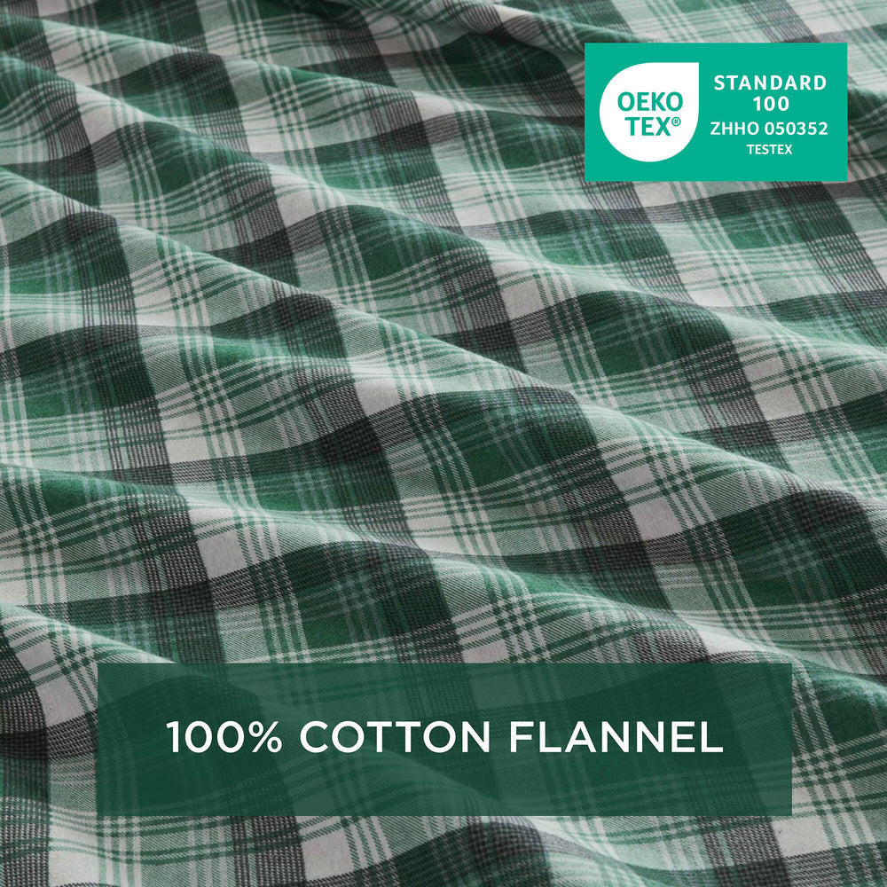 4 PCS Cal King Sheet Set Green Plaid Media 2