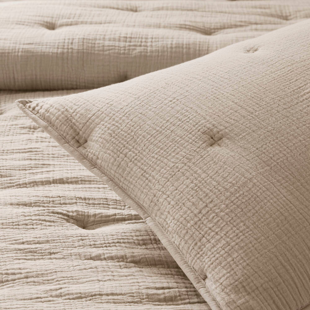 3-Piece Full/Queen Cotton  Embroidered Quilt Set,Taupe Media 19