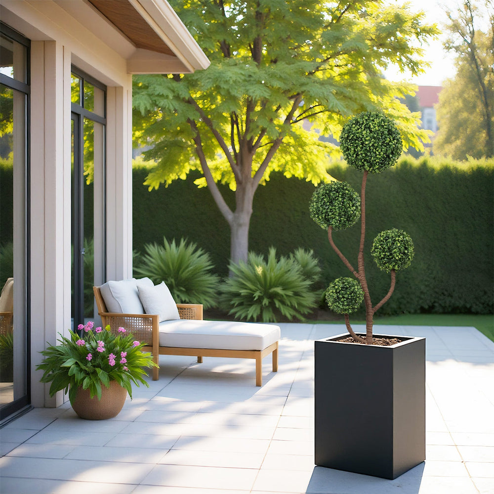4FT Tall Artificial Boxwood Topiary Tree Large Faux Green Plant in Pot for Indoor Outdoor Patio Porch Garden Decoration, 1pc/set Media 12