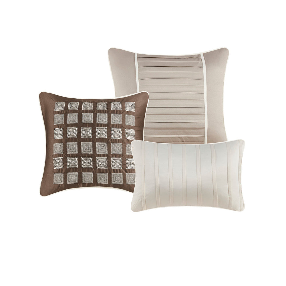7 Piece Polyester Charmeuse Comforter Set Taupe Cal King Media 10