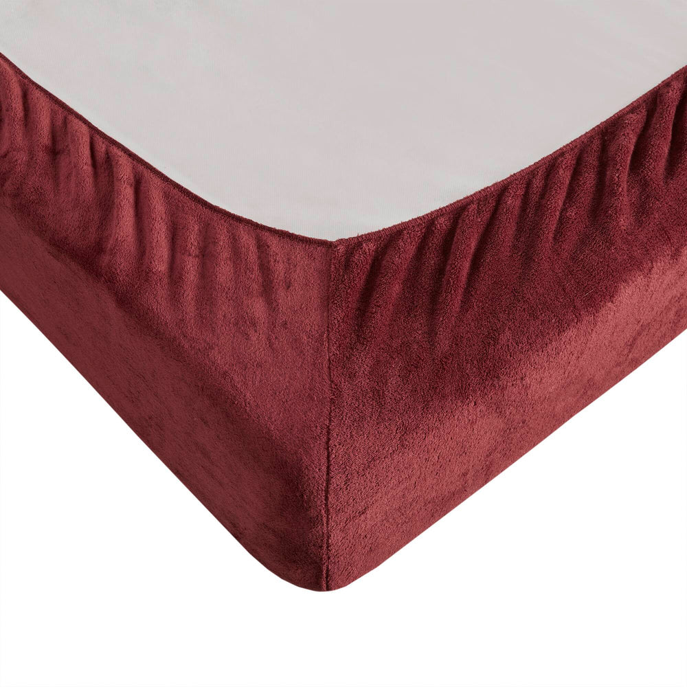 4 PCS King Micro Plush Sheet Set Burgundy Media 20