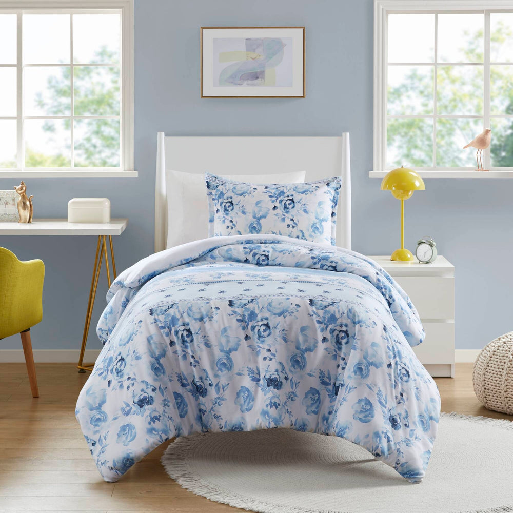 Floral Striped Duvet Cover Set Full/Queen Media 19