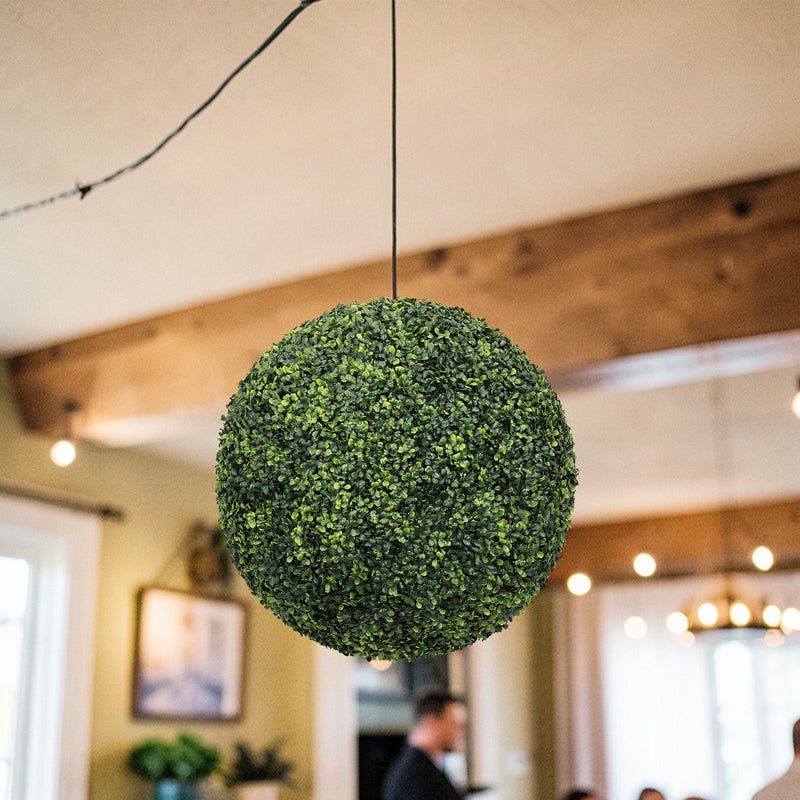 22.4IN dark Artificial Topiary Balls Outdoor Faux Boxwood Large Decorative Green Spheres for Garden Front Porch Patio Planter Decoration, 2pcs/set