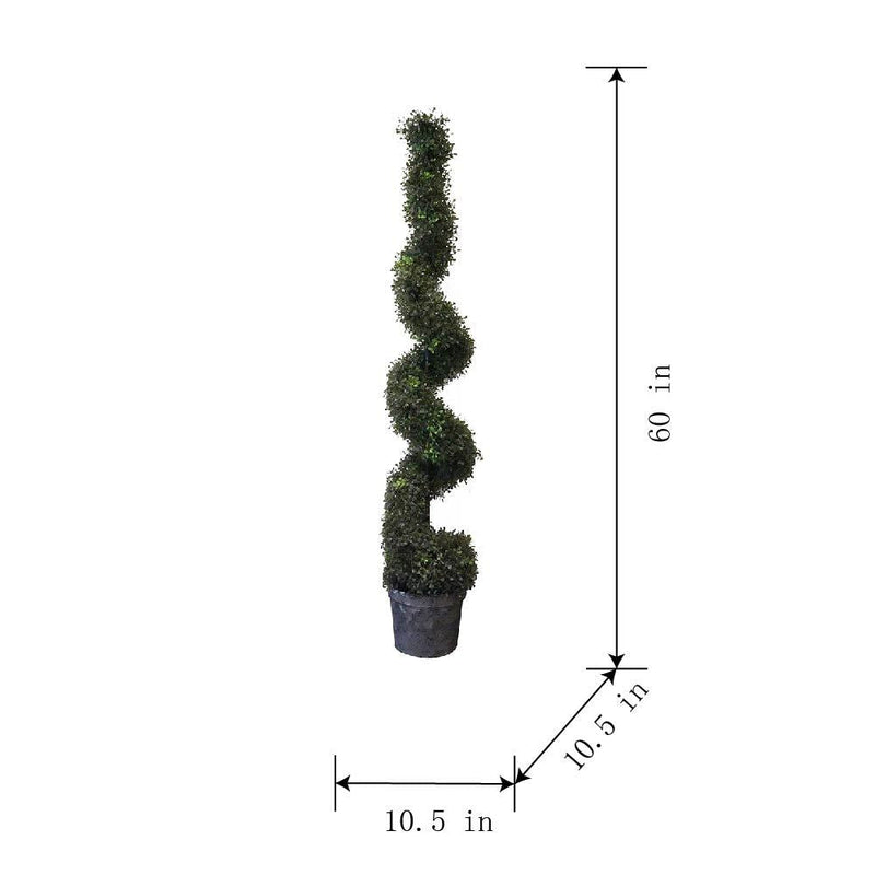 10.5x10.50x60' 5 Foot Tall Artificial Spiral Boxwood Topiary