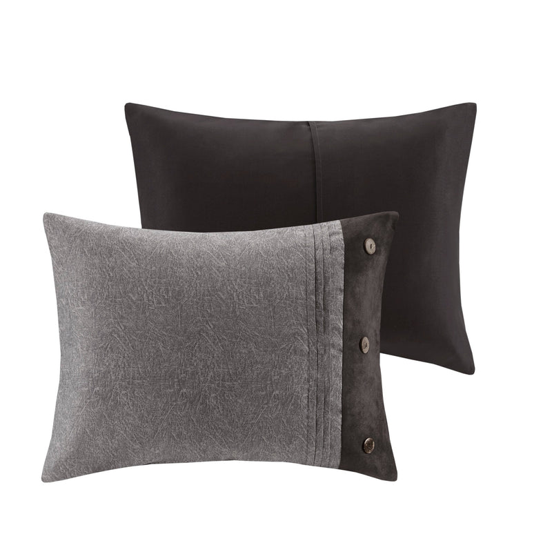 7 Piece Faux Suede Comforter Set Grey Cal King