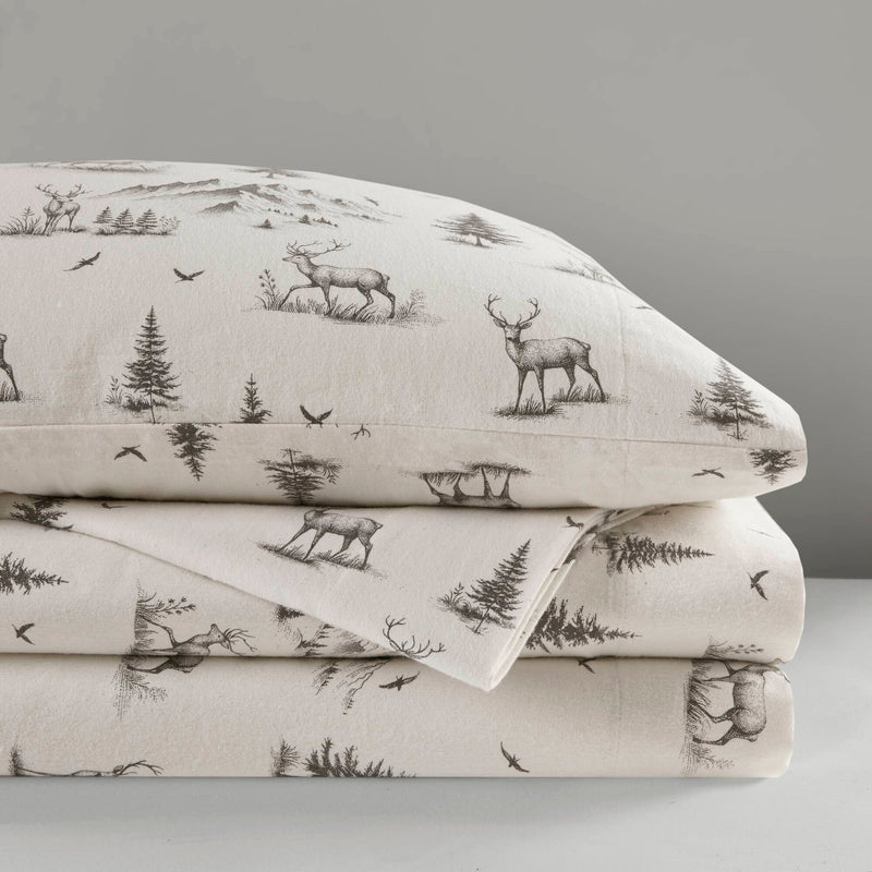 4 PCS Full Sheet Set Gray Deer Toile