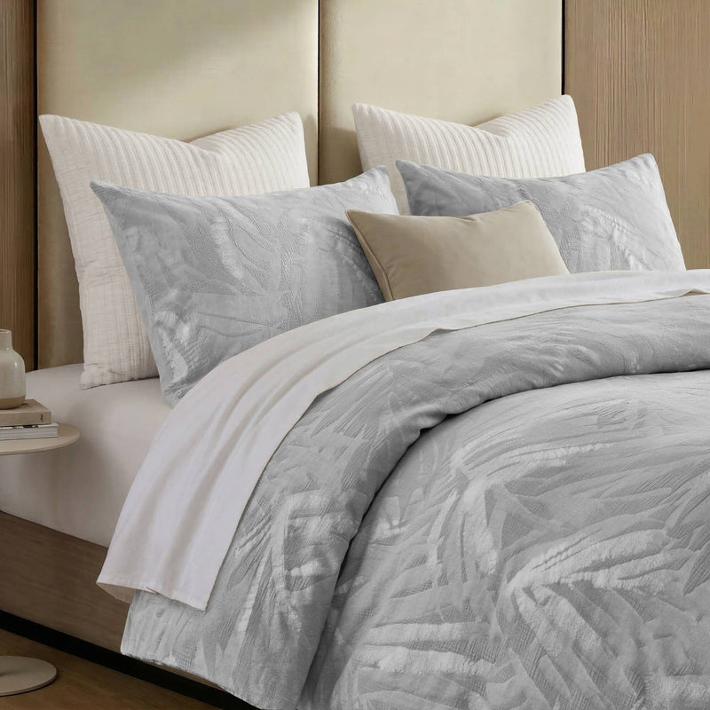 3 Pieces King Cotton Duvet Set,Light Gray