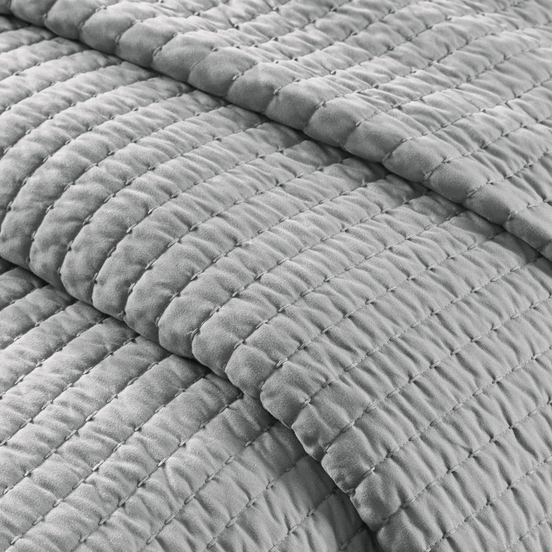 3 Piece Quilt Set Grey Full/Queen