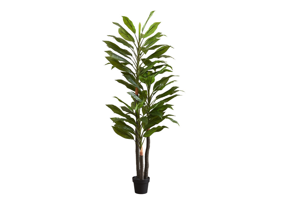 Artificial Plant, 83' Tall, Indoor, Dracaena Tree, Decorative, Faux,  Fake, Floor, Potted, Real Touch, Green Leaves, Black Pot Media 2