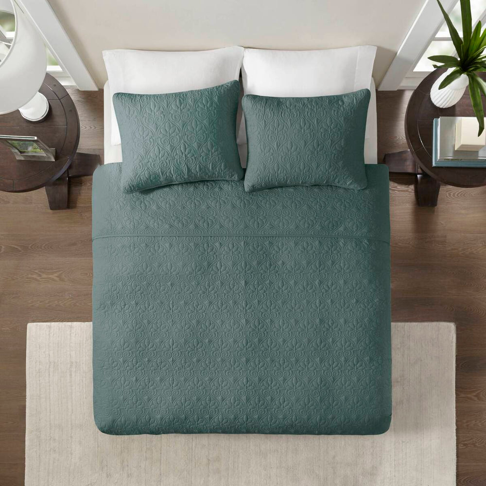 3 Piece Reversible Quilt Set Balsam Green King/Cal King Media 8