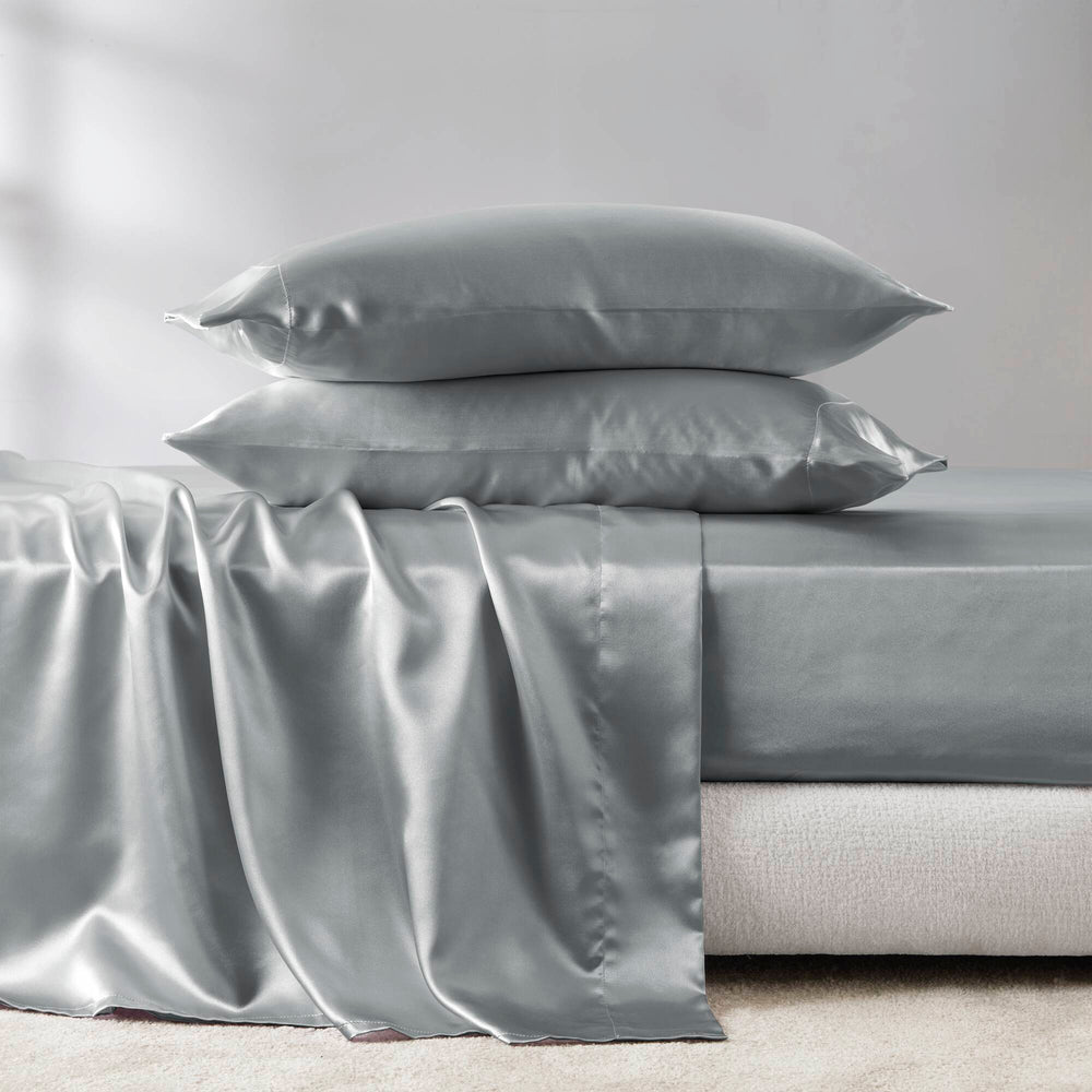 4 PCS Twin Luxury Sheet Set Grey Media 19