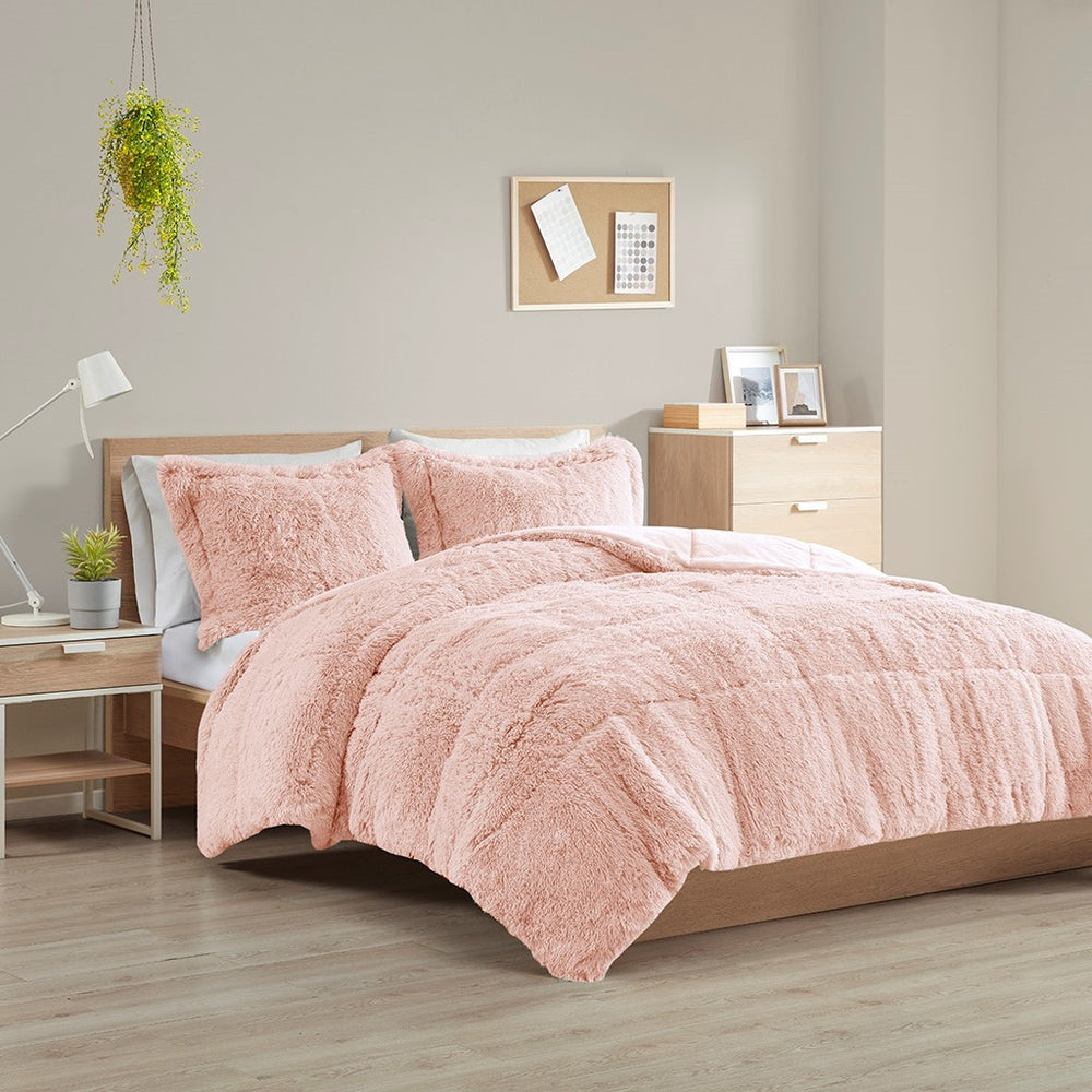 Twin/Twin XL Shaggy Long Fur Comforter Mini Set Media 1