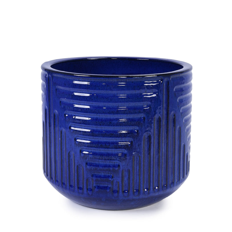 16' Dia Round Planters for Indoor Plants, Large Outdoor Planters with Drainage Holes, Ceramic Plant Pots Indoor & Outdoor for Home Garden Patio - Dark Blue