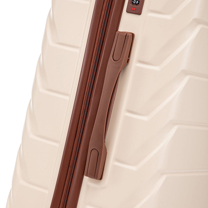 Abs Luggage Set 20 24 28 Inches 3 Piece Beige Durable Spinner Wheels & Combination Lock