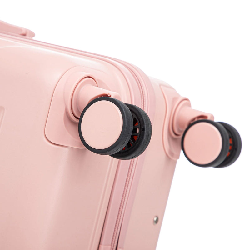ABS Spinner Luggage 3 Piece Set Pink Matching Color & Combination Lock For Travel Use