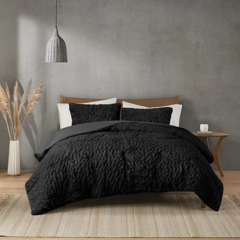 Ruched Fur Down Alternative Comforter Set