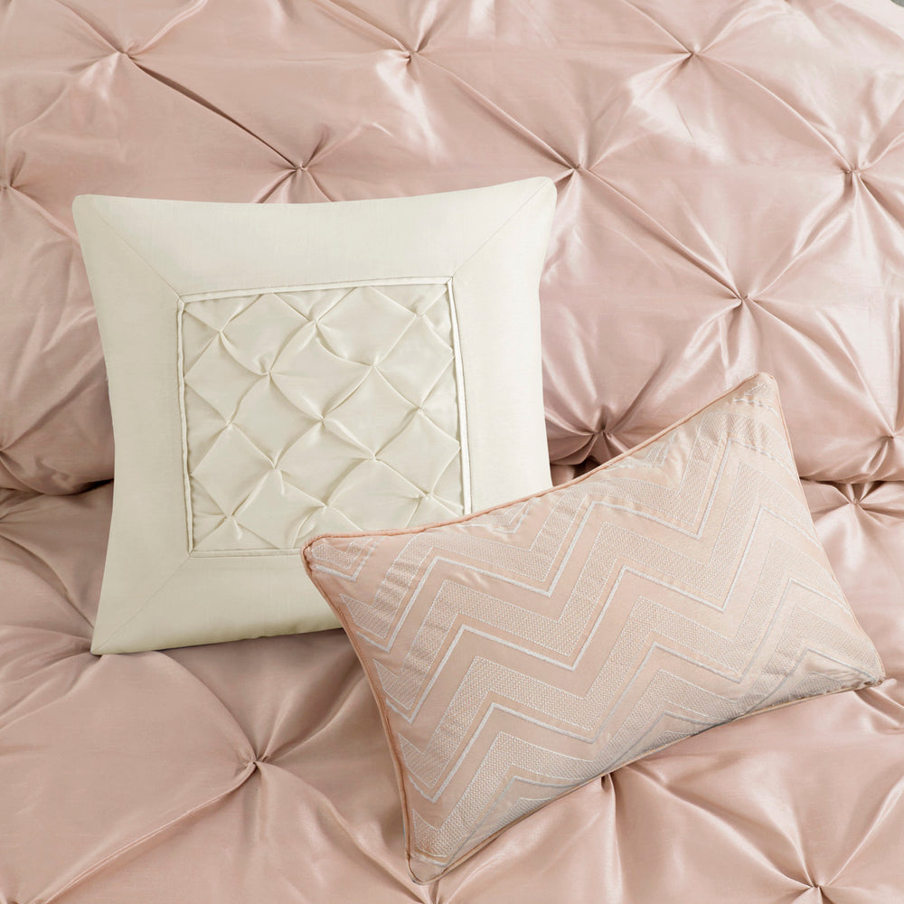 7 Piece Tufted Comforter Set Blush Queen Media 11