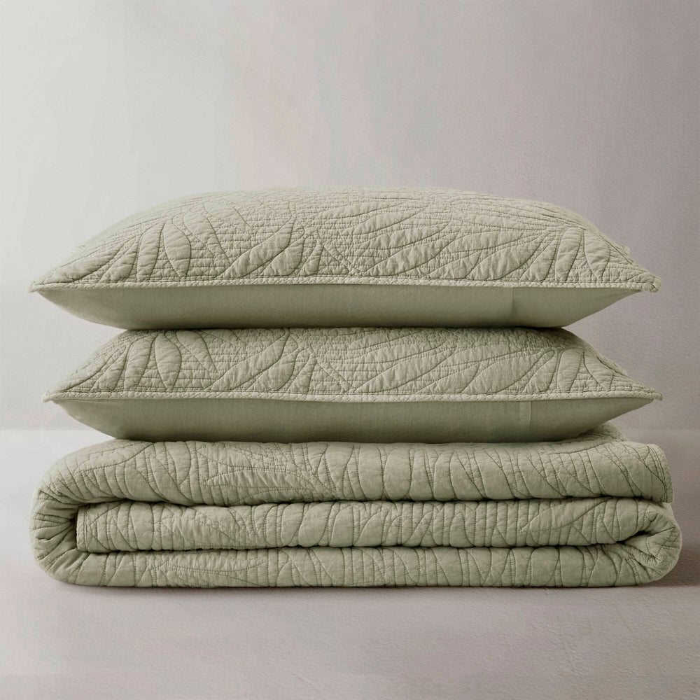 Full/Queen 3 Piece Cotton Quilt Set Sage Media 12