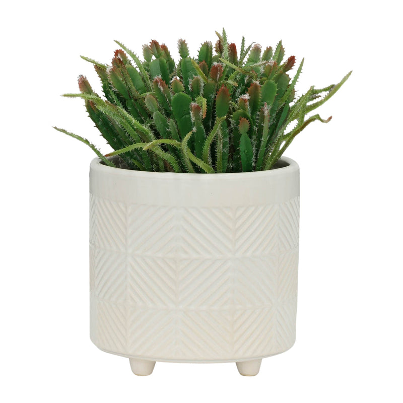 S/2 6/8' TEXTURED PLANTERS, SHINY WHITE