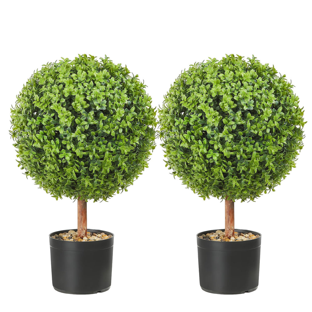 2x Artificial Boxwood Ball Ø40,6cm Garden Deco Boxwood in Flowerpot Ball Artificial Boxwood Ball Artificial Plant made of PE, Wood, PP incl. 4 pcs. Decorative butterflies and 10 pcs. Replacement Media 1