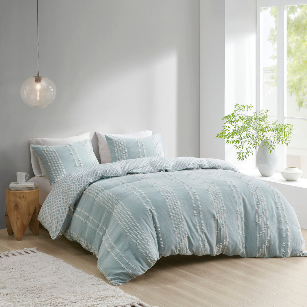 King/Cal King 3 Piece Cotton Jacquard Duvet Cover Set Media 16