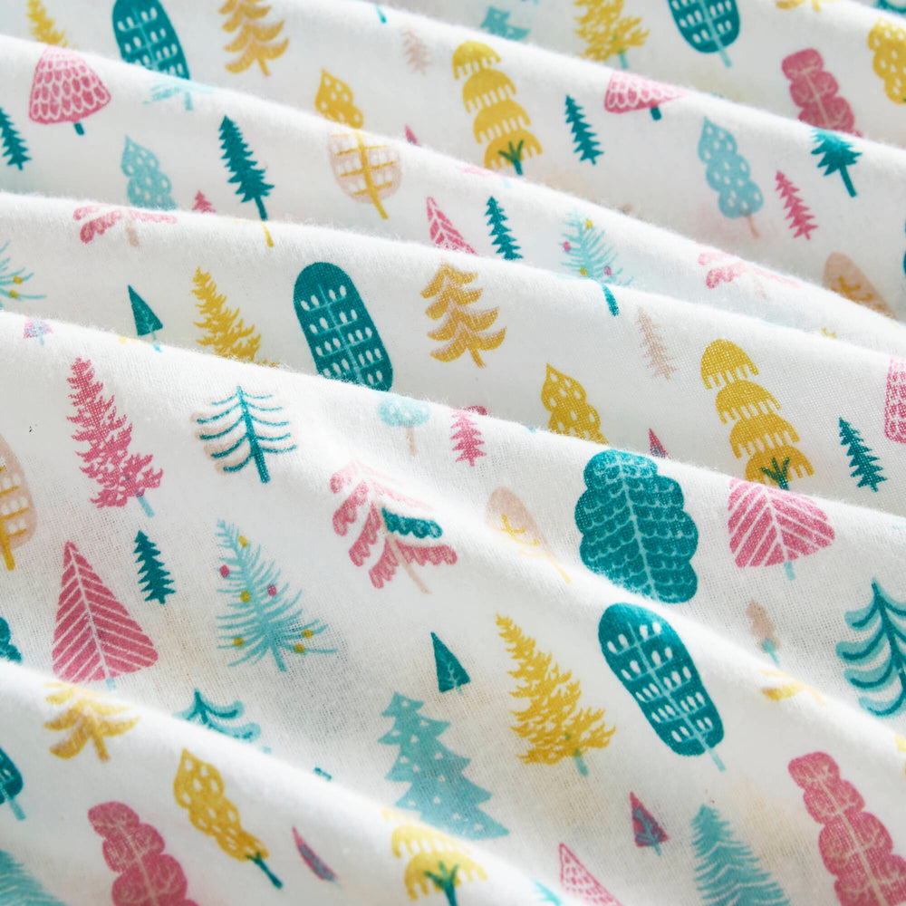 3 PCS Twin XL Cotton Printed Sheet Set White Holiday Trees Media 14