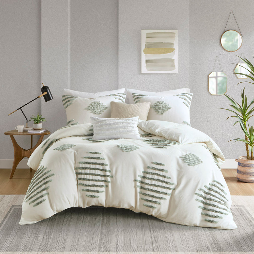 King/Cal King 3 Piece Cotton Blend Chenille Duvet Cover Set Media 2