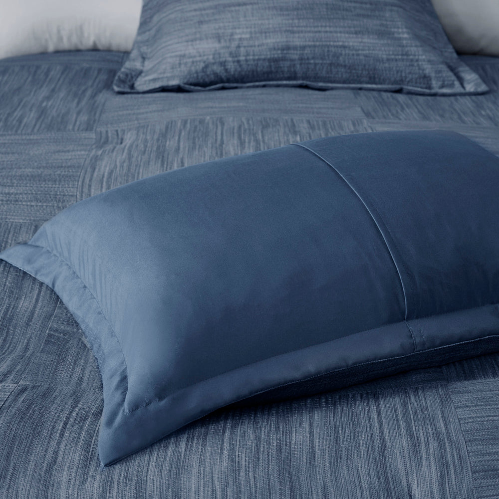 7 Piece Printed Seersucker Comforter Set Navy Cal King Media 10