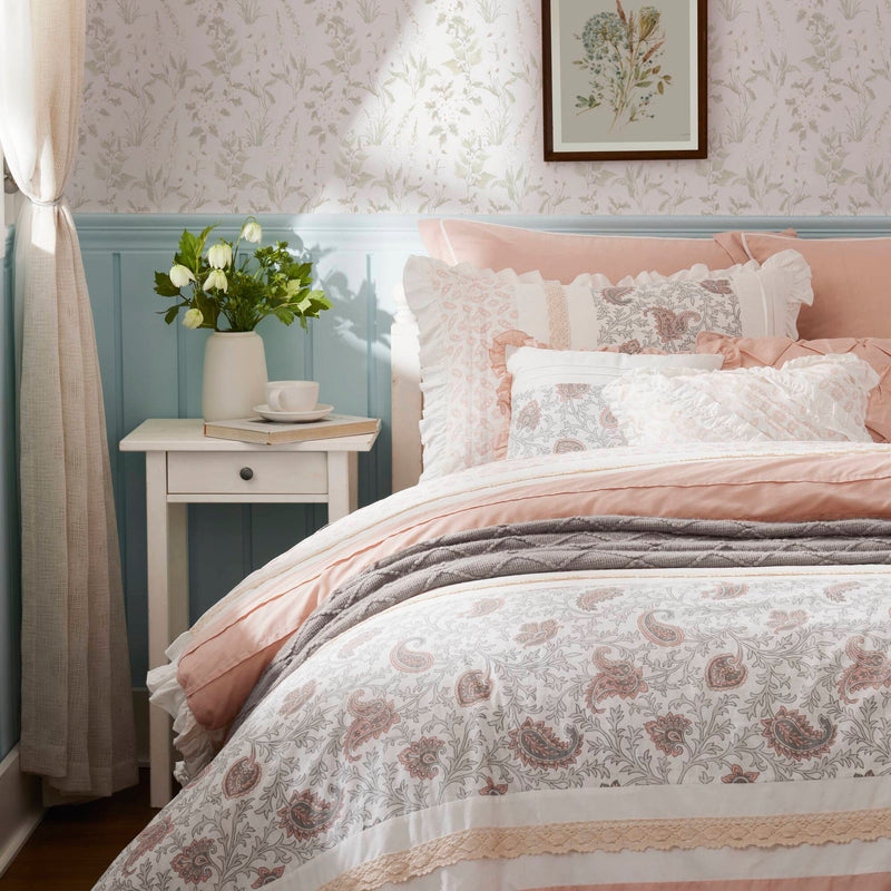 9 Piece Cotton Percale Comforter Set Blush Cal King