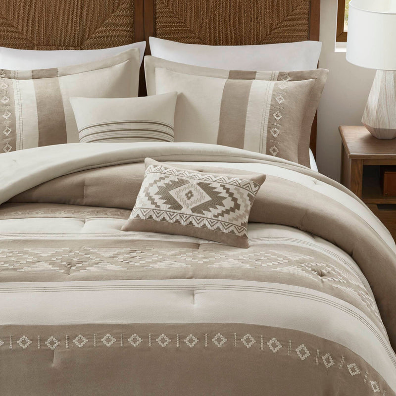 5-Piece Full/Queen Comforter 5pcs Set,Taupe