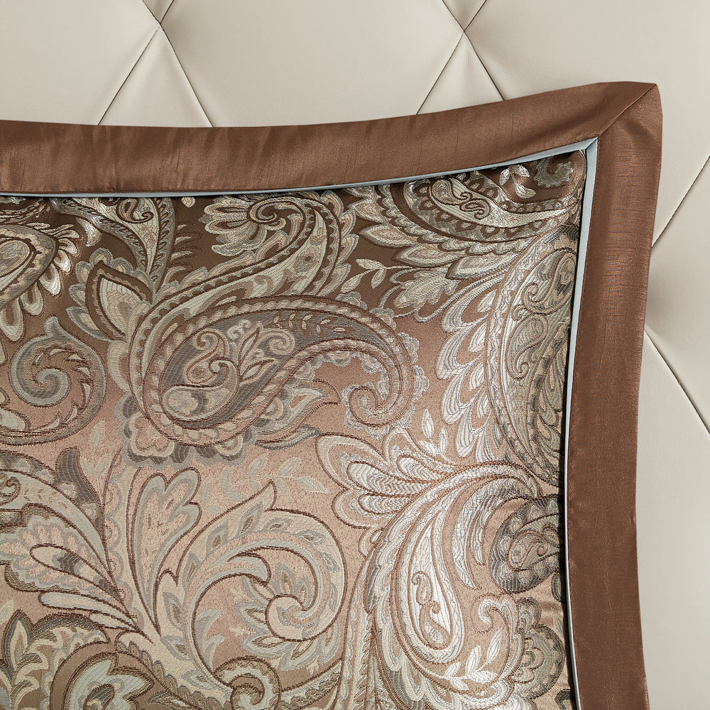 12 Piece Comforter Set with Cotton Bed Sheets Blue/Brown Full Media 15