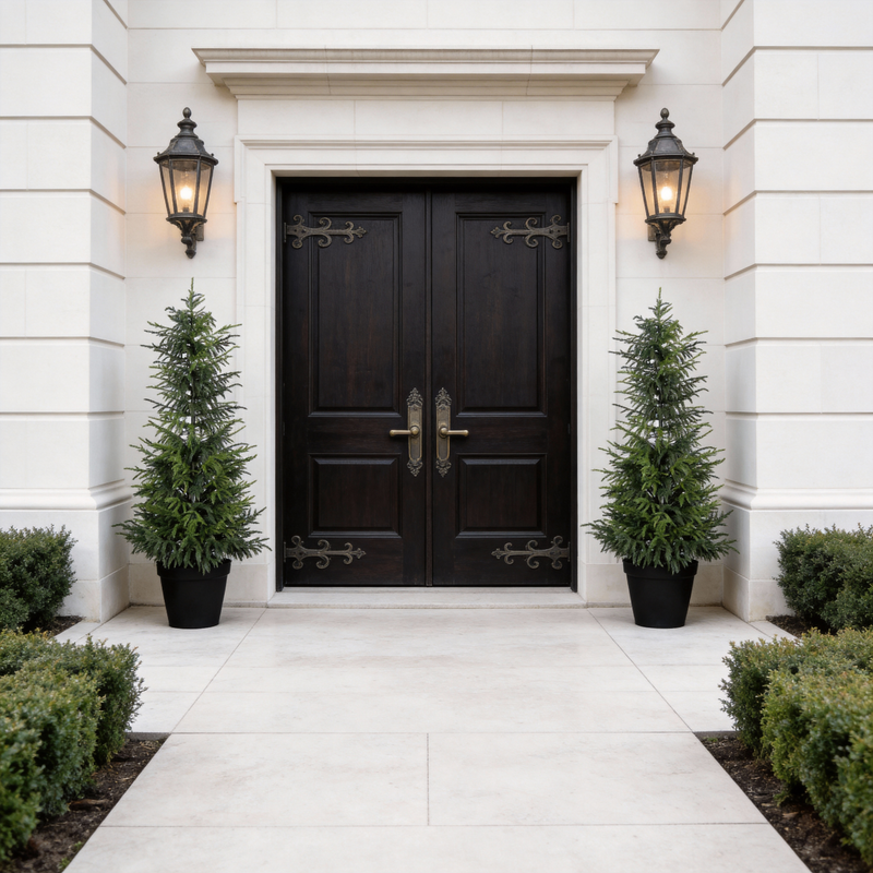 4' Artificial Real Touch  Pine Tree in Black Plastic Pot, 2pc/set