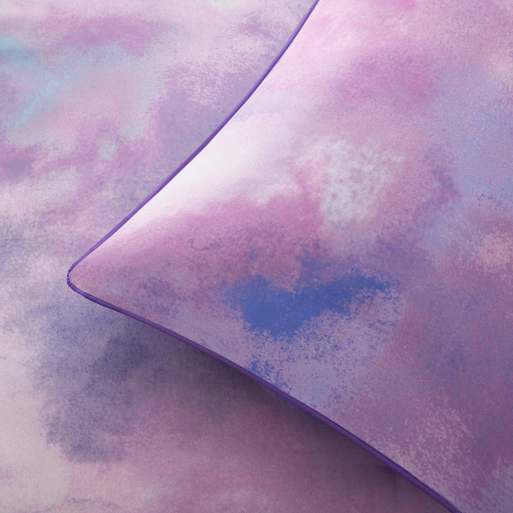 4 Pieces King/Cal King Watercolor Tie Dye Printed Comforter Set with Throw Pillow,Purple Media 15