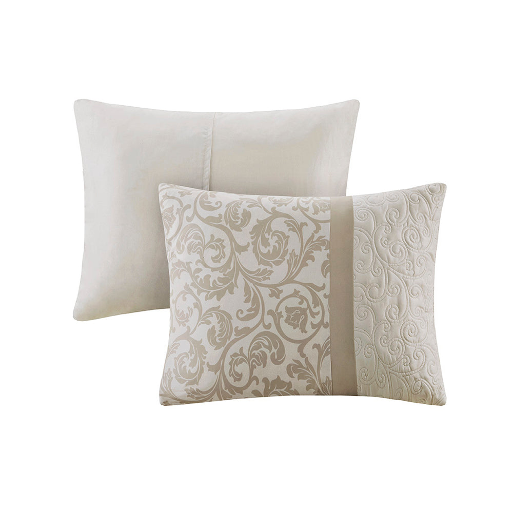Embroidered 8 Piece Comforter Set Neutral Queen Media 6