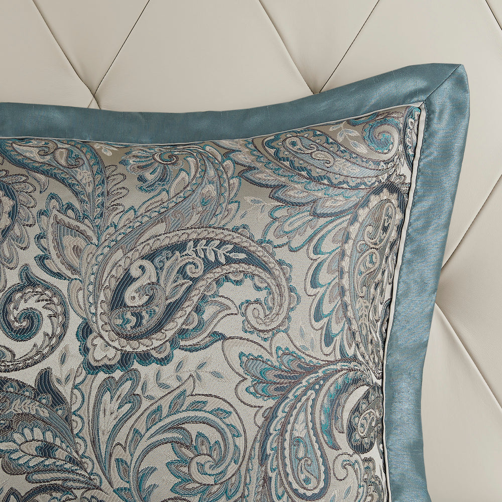 12 Piece Comforter Set with Cotton Bed Sheets Teal King Media 18