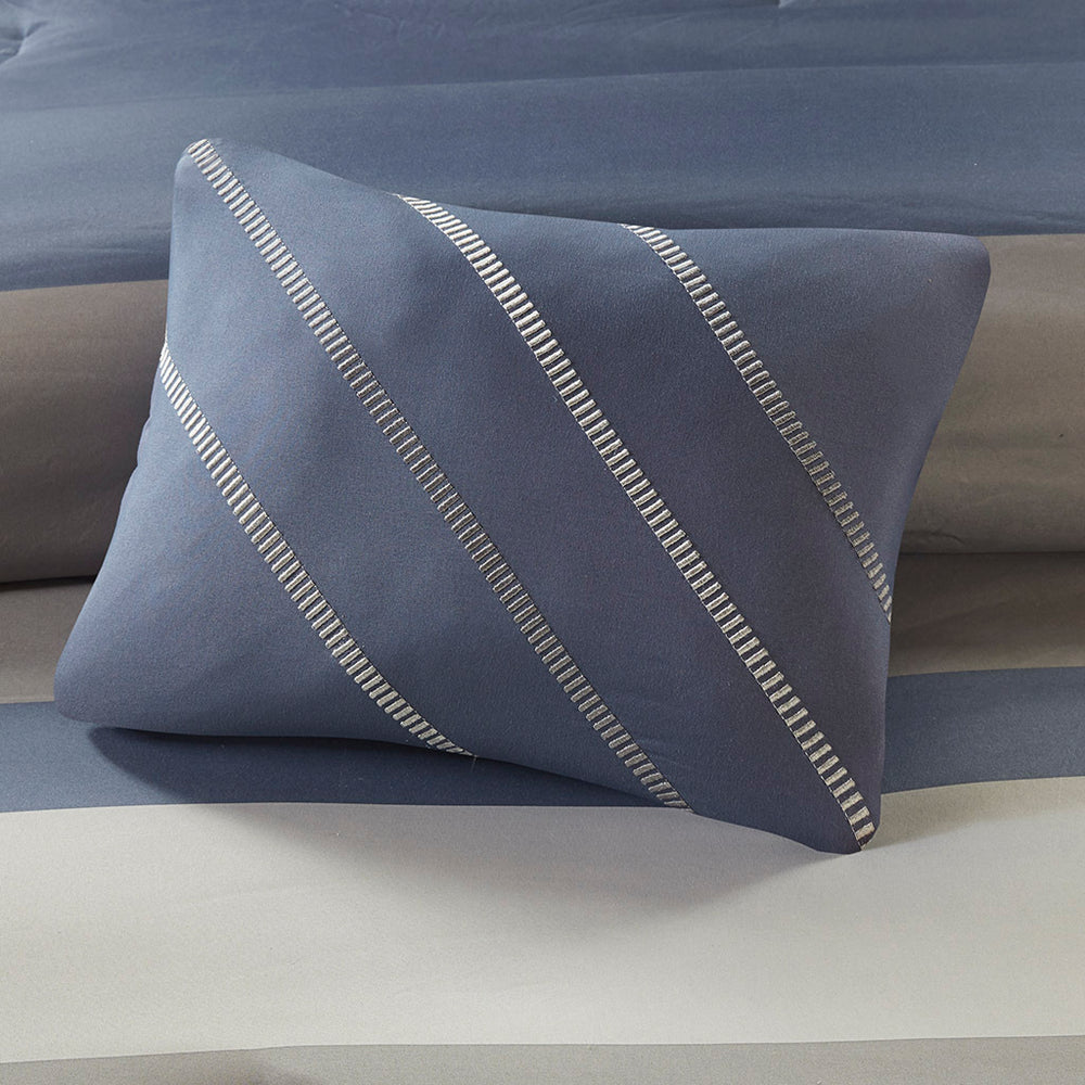 Queen Striped Comforter Set with Bed Sheets Media 13