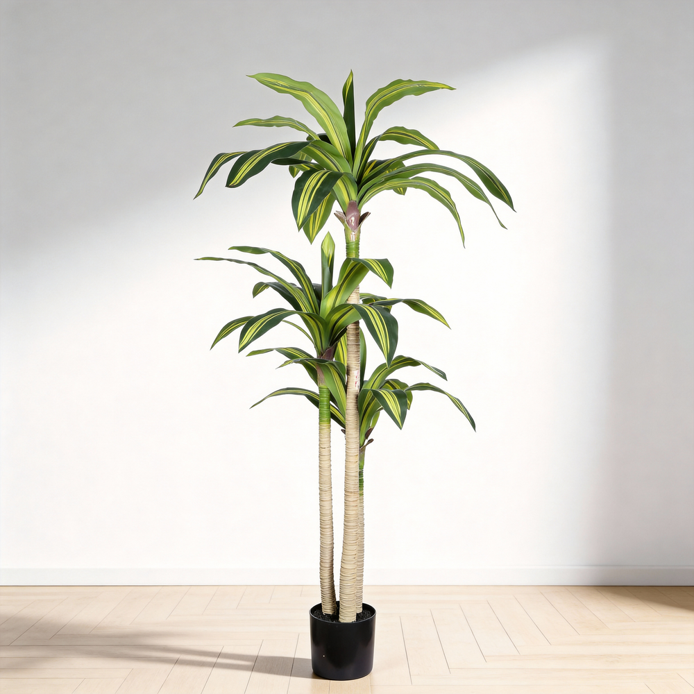 5' Artificial Dracaena Tree with Black Plastic Pot, 1pc/set Media 3