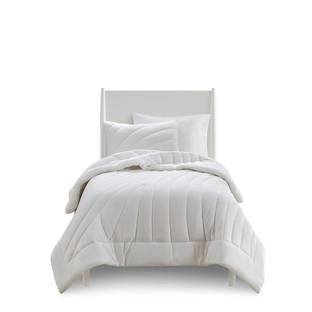 2 PCS Twin/Twin XL Poly Jersey Puffy Comforter Set White Media 3