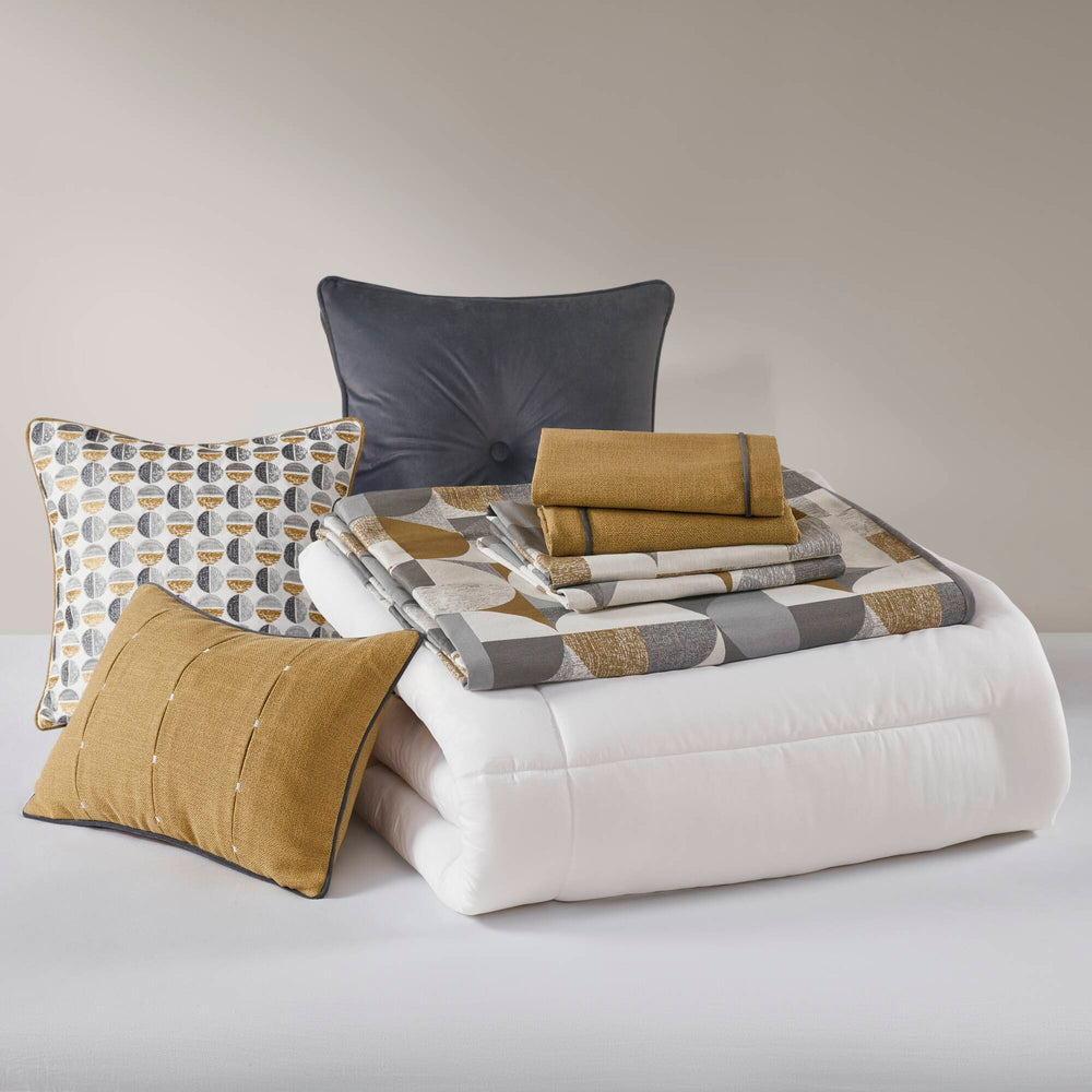 9 PCS King Jacquard Oversized Duvet Style Comforter Set Gold Media 13