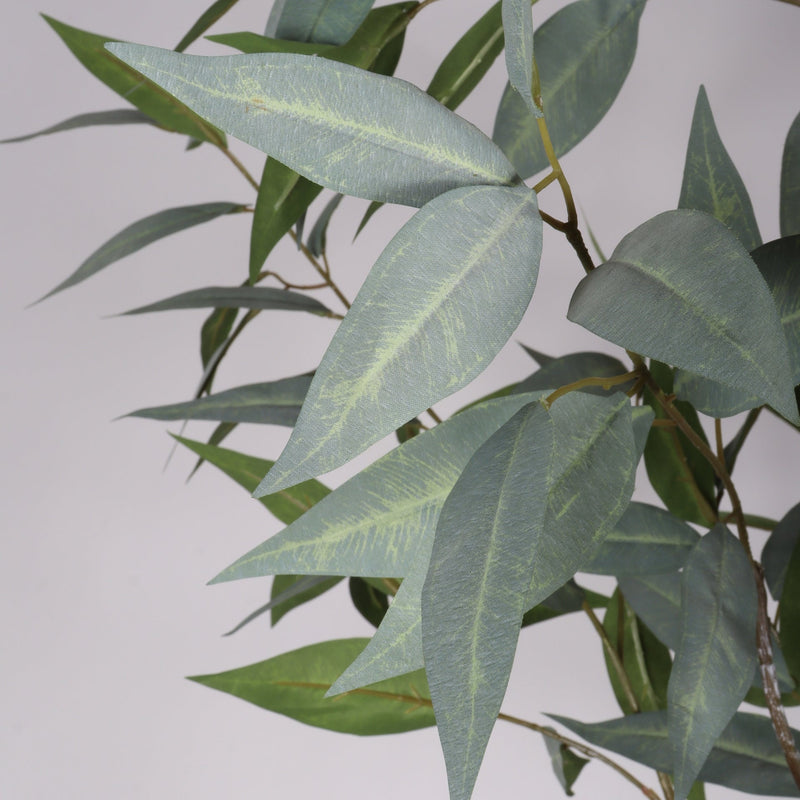 5FT Realistic Artificial Eucalyptus Tree in Black Plastic Pot with Lush Green Fabric Leaves, Indoor Potted Faux Plant for Home Office Decor