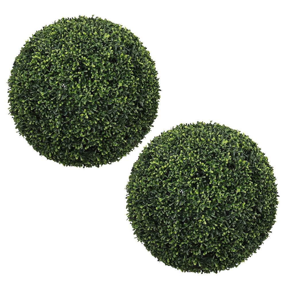 Artificial Boxwood Topiary Balls 18.5IN Green Outdoor Decorative Spheres for Garden Porch Patio Planter, 2pcs Set Plastic Media 1