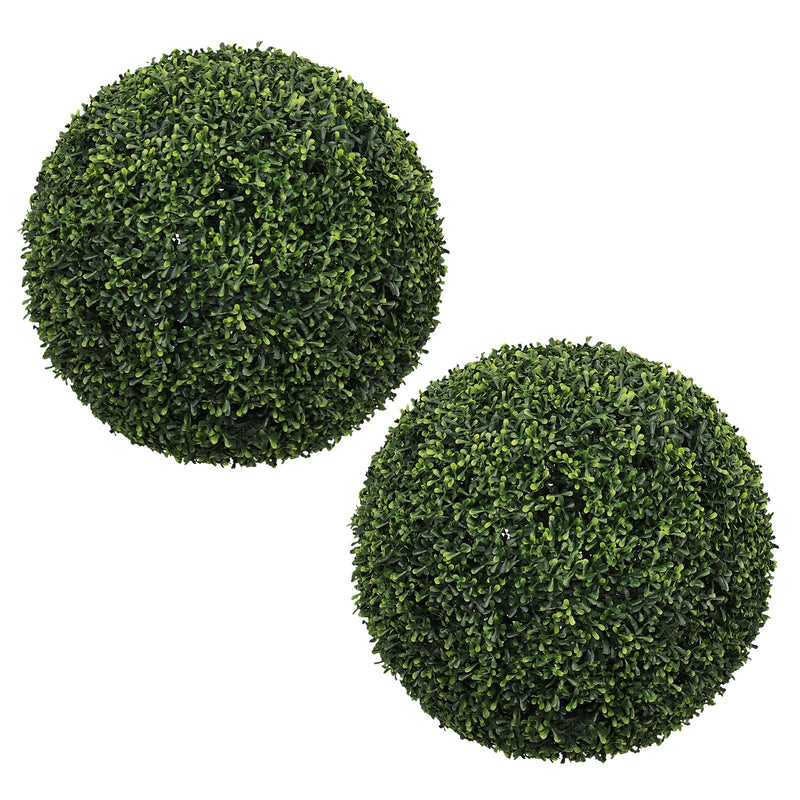 Artificial Boxwood Topiary Balls 18.5IN Green Outdoor Decorative Spheres for Garden Porch Patio Planter, 2pcs Set Plastic