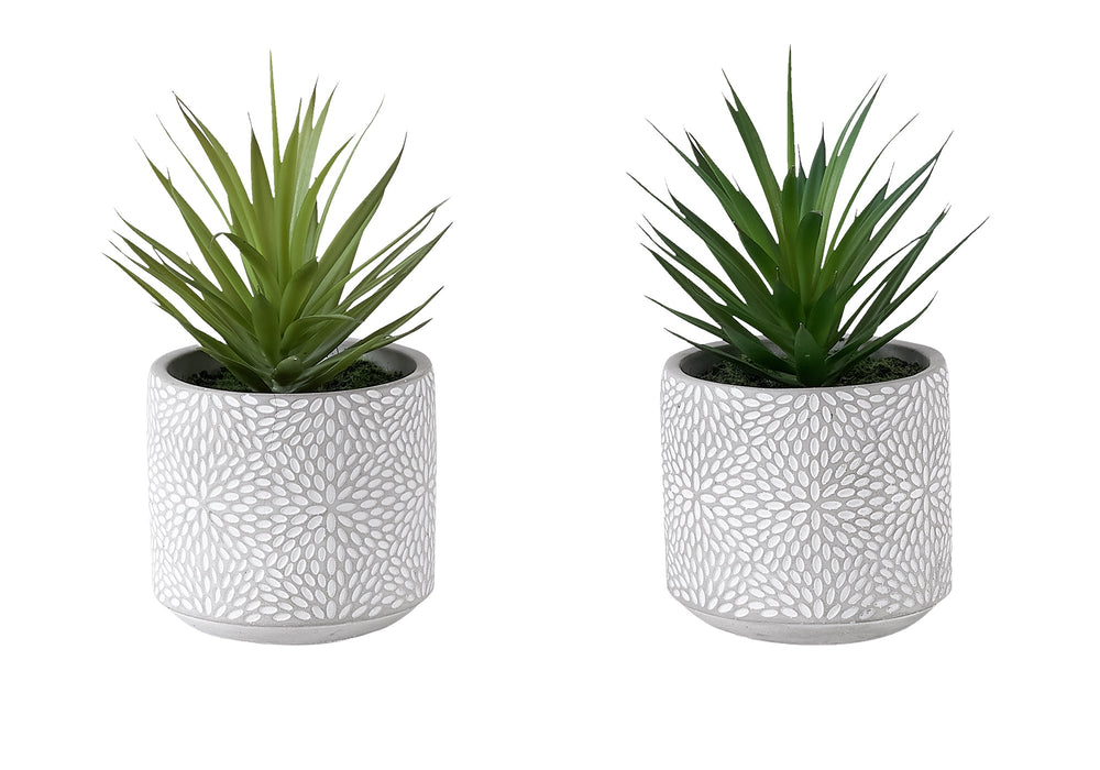 Artificial Plant, Set Of 2, 9' Tall, Succulent, White Cement Pots, Contemporary, Modern Media 2