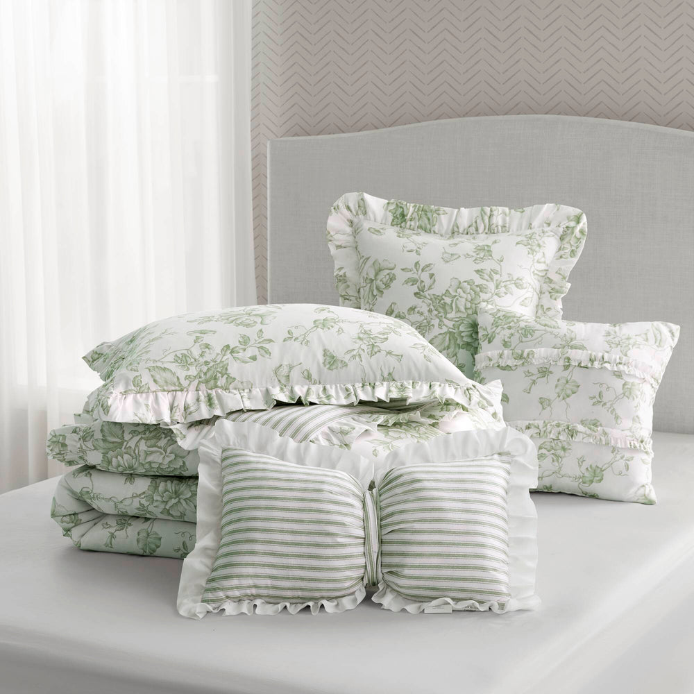 5 Pieces King Comforter Set with Decorative Pillows,Green Media 13