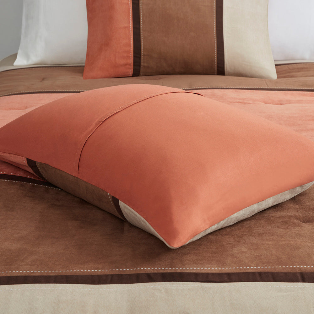 7 Piece Faux Suede Comforter Set Coral King Media 9