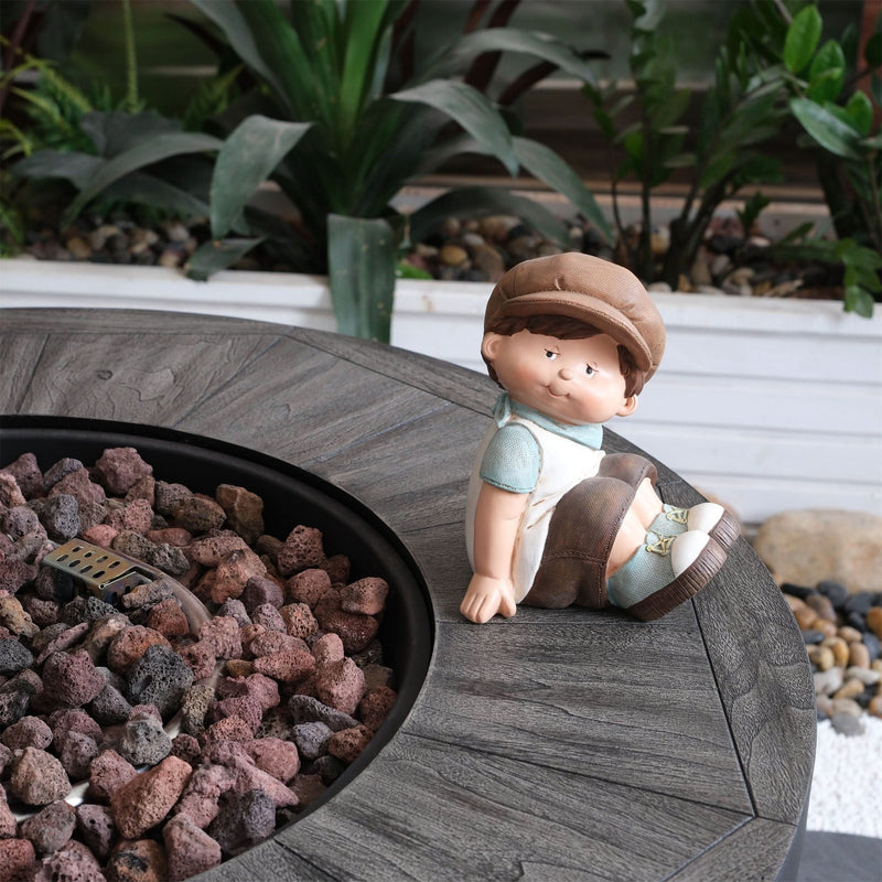 Outdoor Propane Fire Pit Concrete Stonecrest & Lava Rocks Cover Included