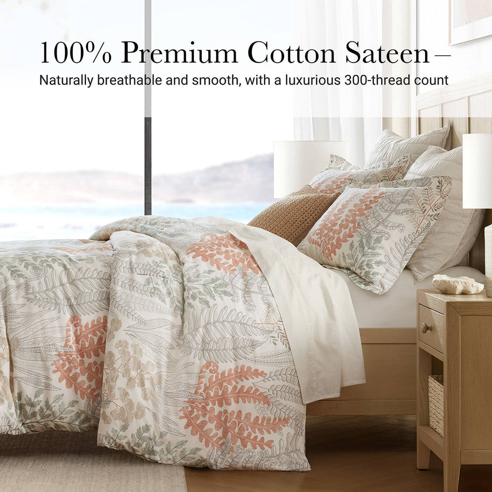 3-Piece King 100% Cotton Sateen Duvet Cover Set,Terracotta/Linen Media 7