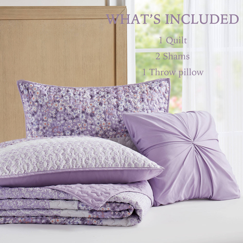 4 PCS King/Cal King Seersucker Quilt Set with Throw Media 13