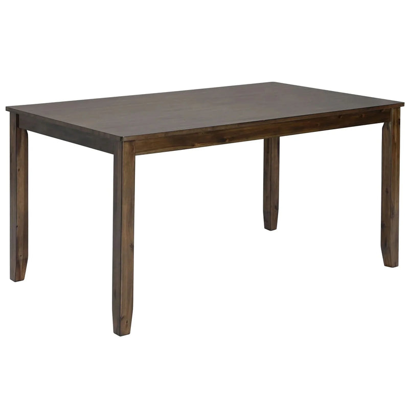 Dining Room Set Acacia Wood Walnut Rectangular Table 6 Seat with Chairs Bench