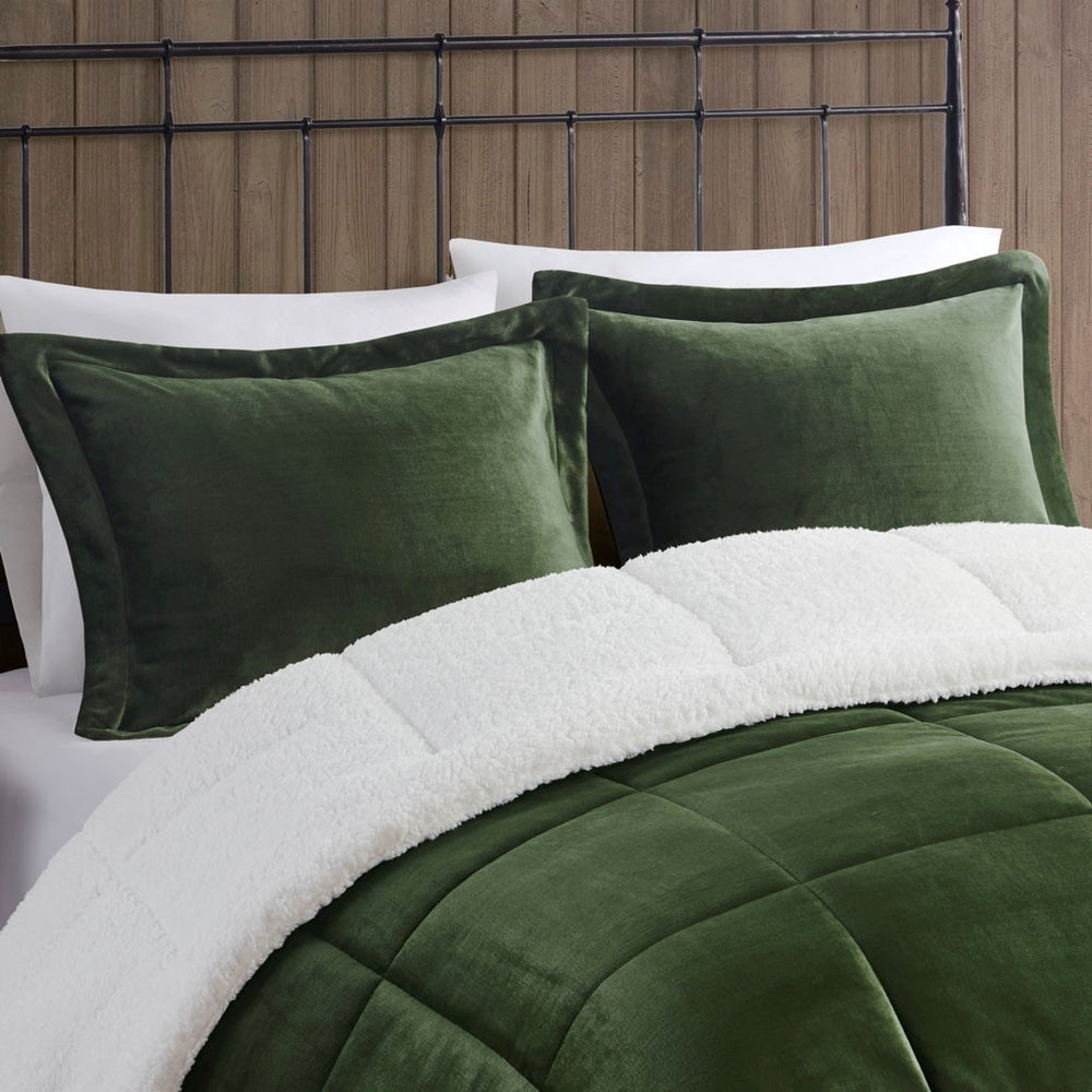 Full/Queen Plush to Sherpa Down Alternative Comforter Set Media 9